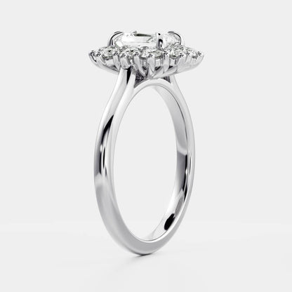 1.5 CT Radiant Halo Moissanite Engagement Ring