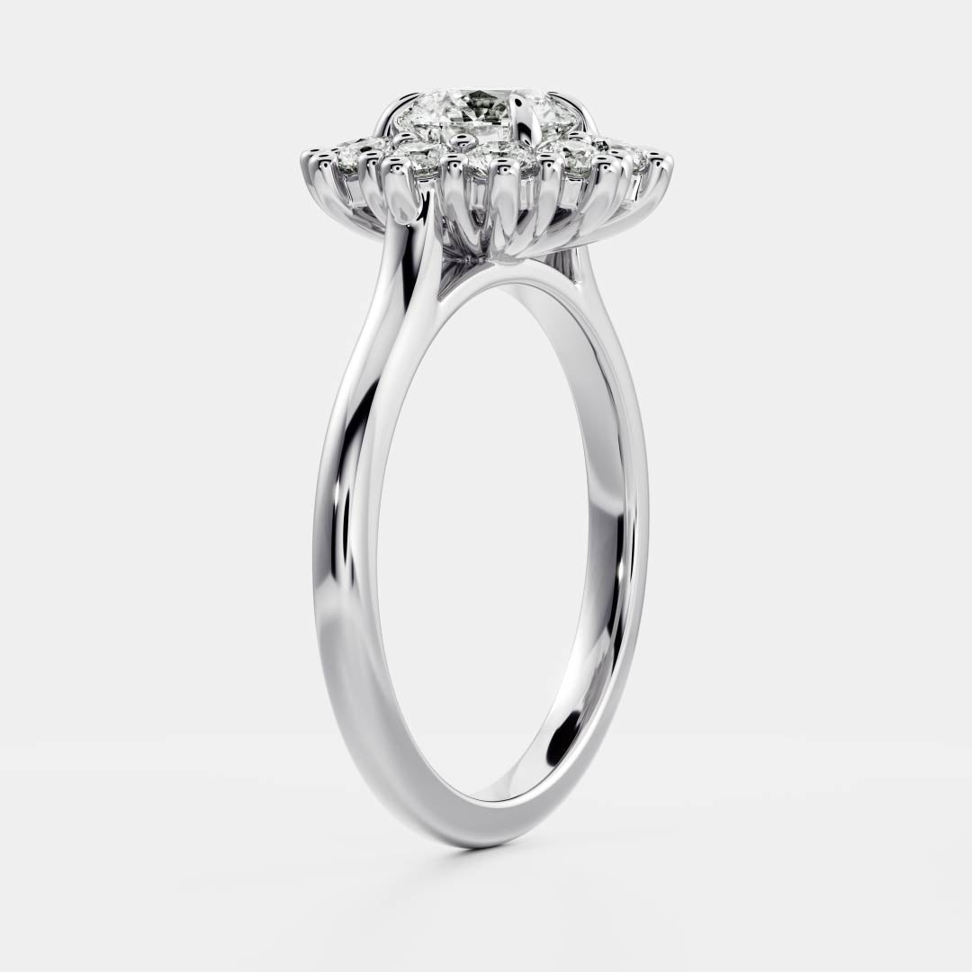 0.5 CT Round Halo Moissanite Engagement Ring