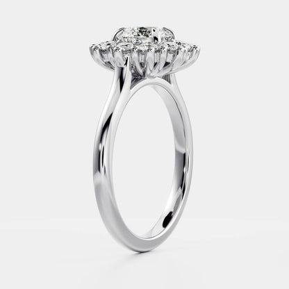 0.5 CT Round Halo Moissanite Engagement Ring