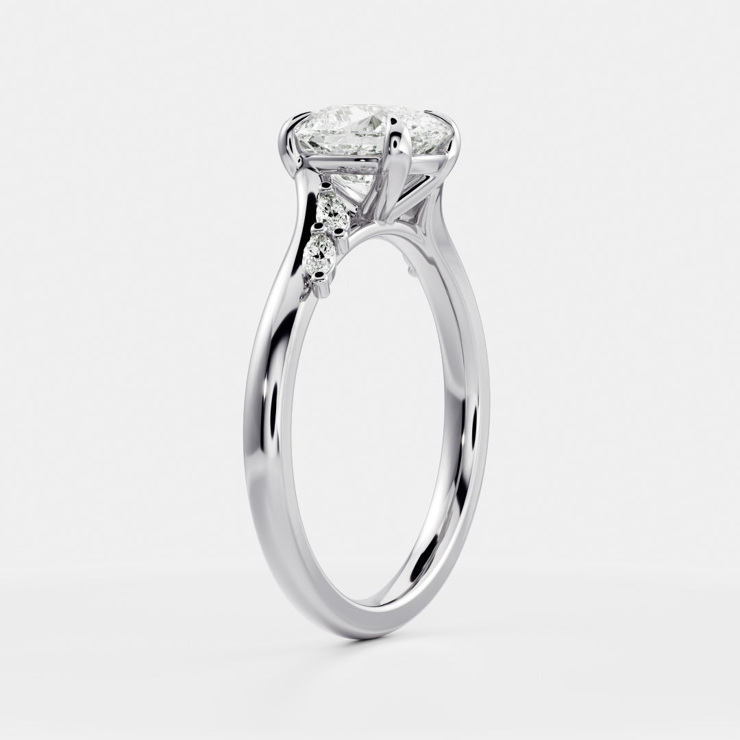 1.5 CT Elongated Cushion Cluster Moissanite Engagement Ring