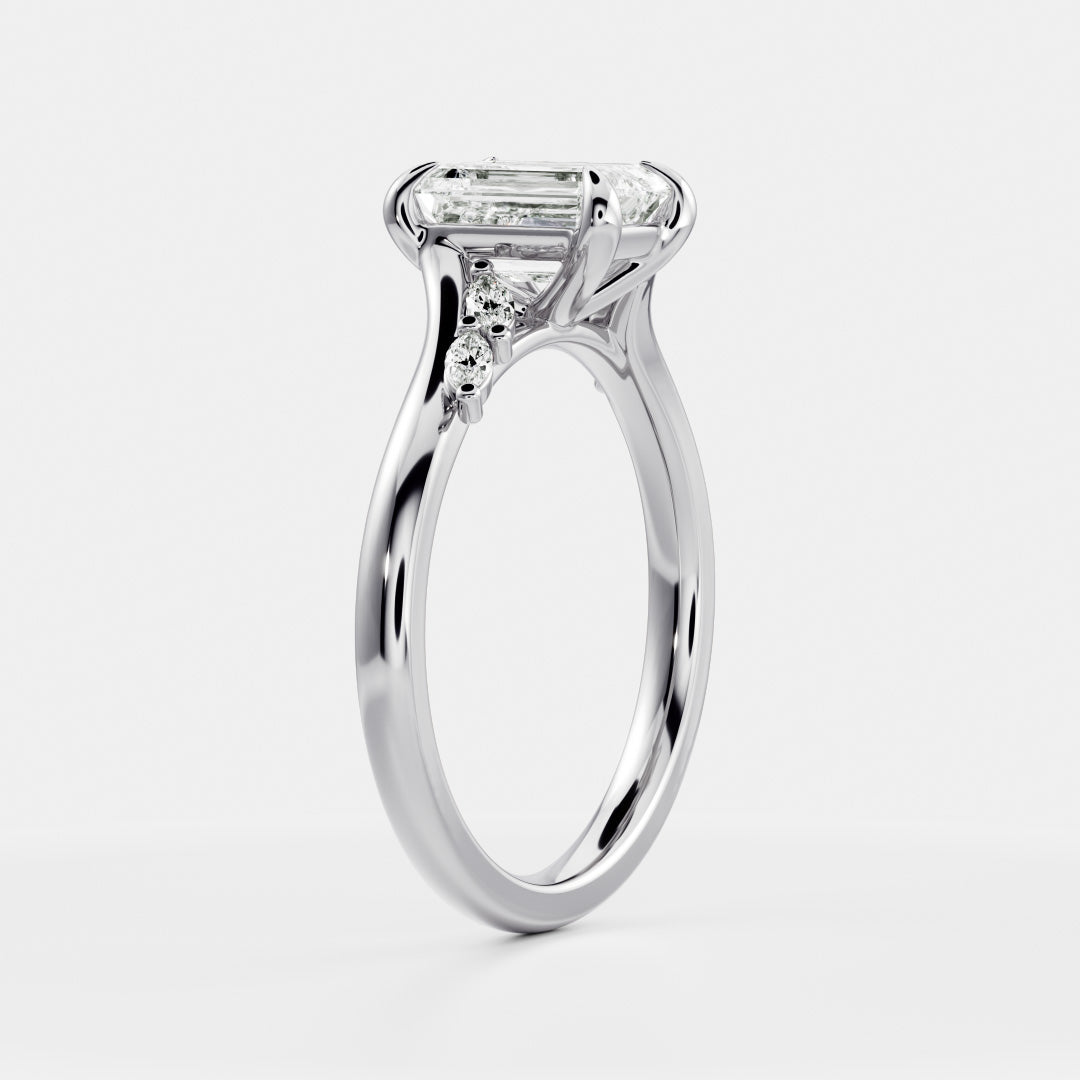 2 CT Emerald Cluster Moissanite Engagement Ring