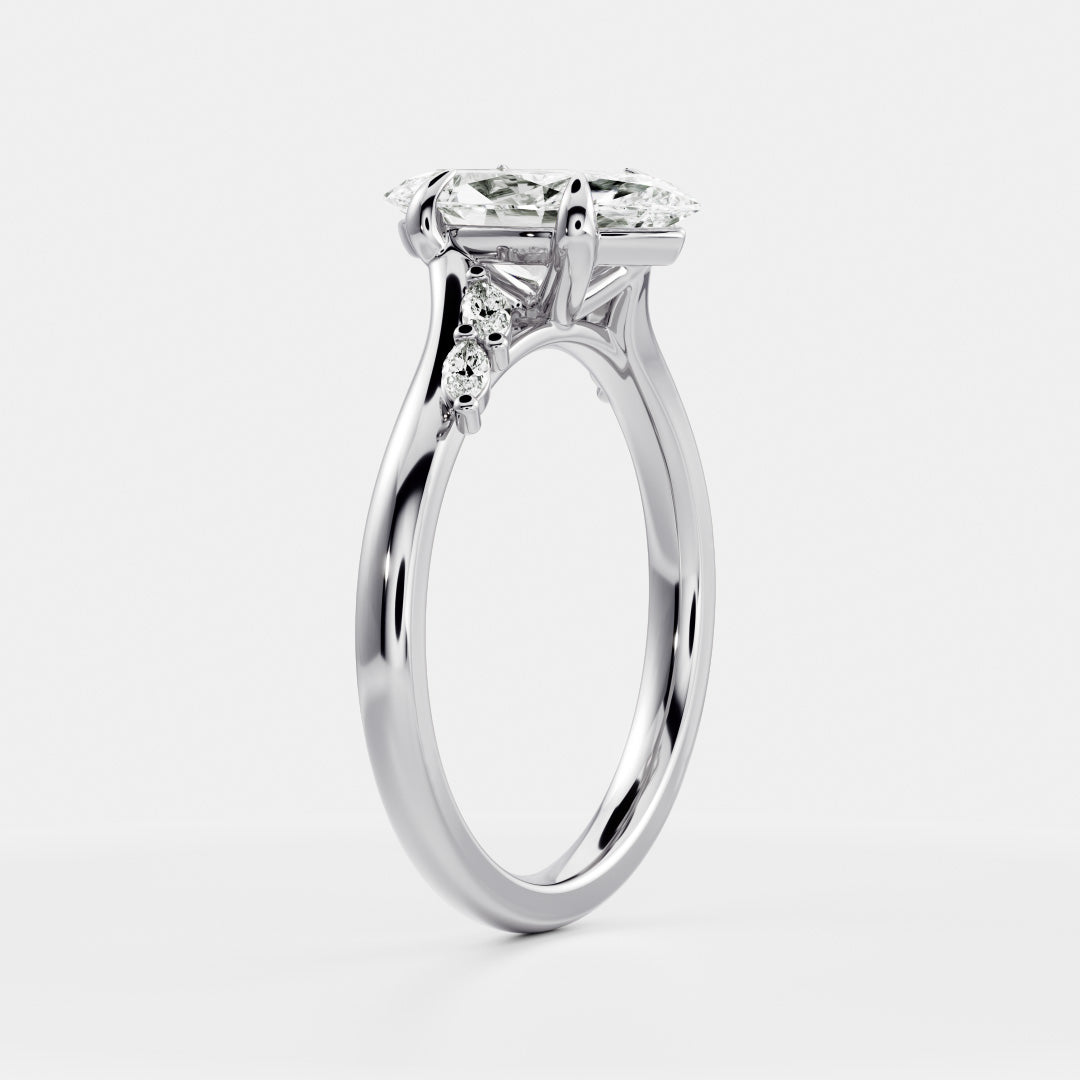 2 CT Marquise Cluster Moissanite Engagement Ring