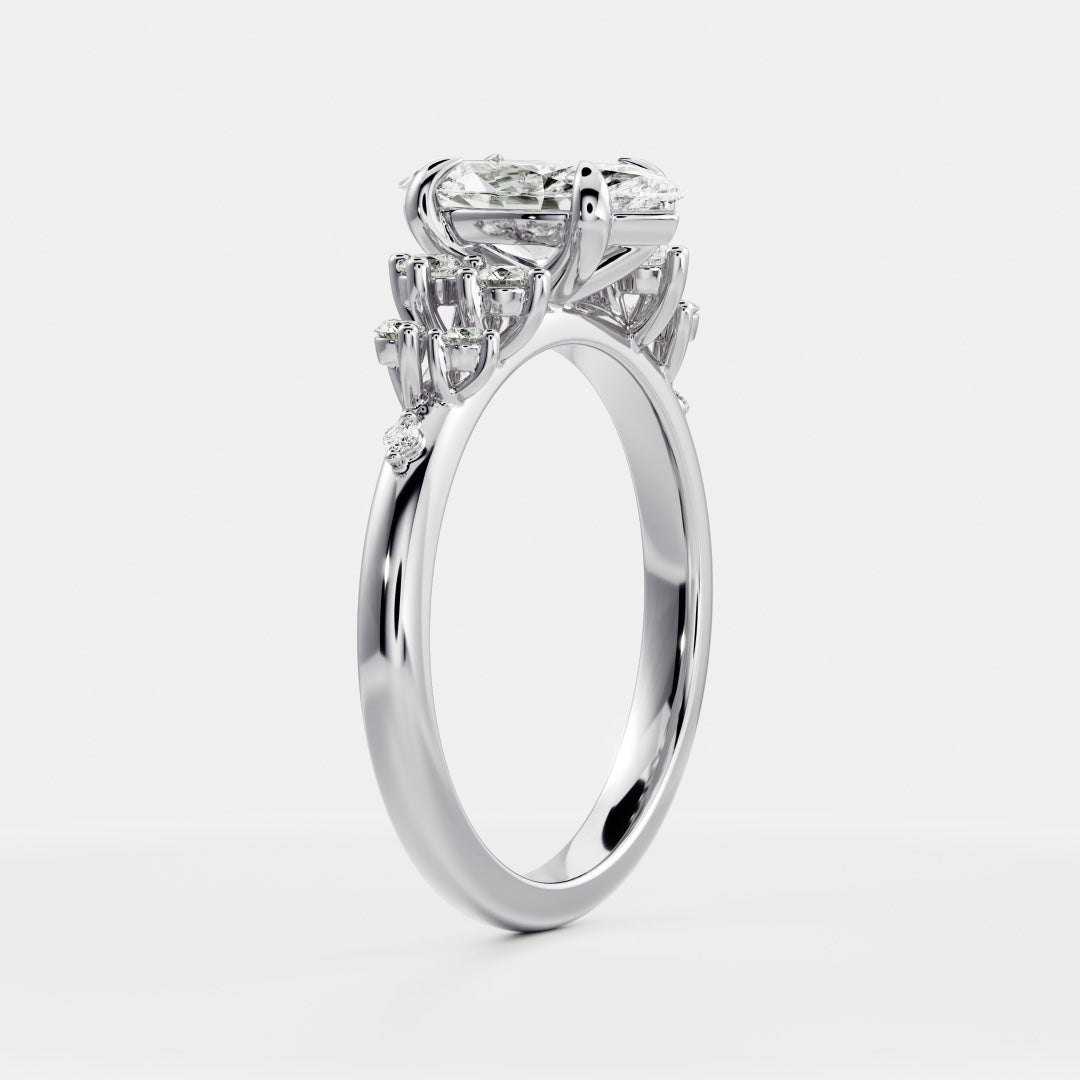 1.5 CT Marquise Cluster Moissanite Engagement Ring