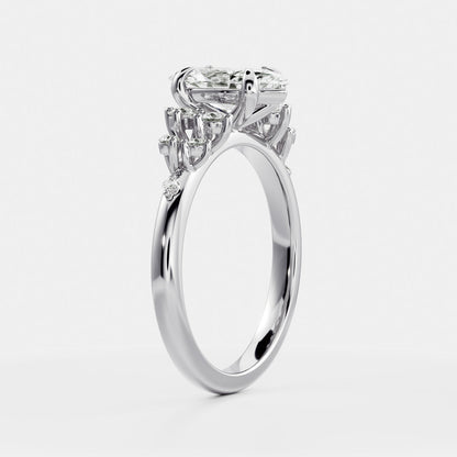 1.5 CT Marquise Cluster Moissanite Engagement Ring