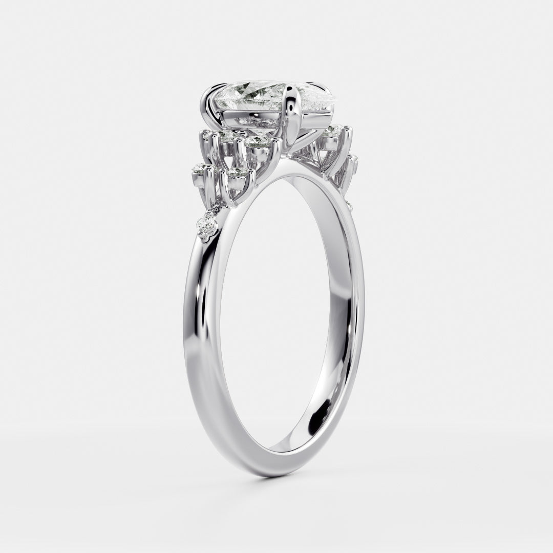 1 CT Pear Cluster Moissanite Engagement Ring
