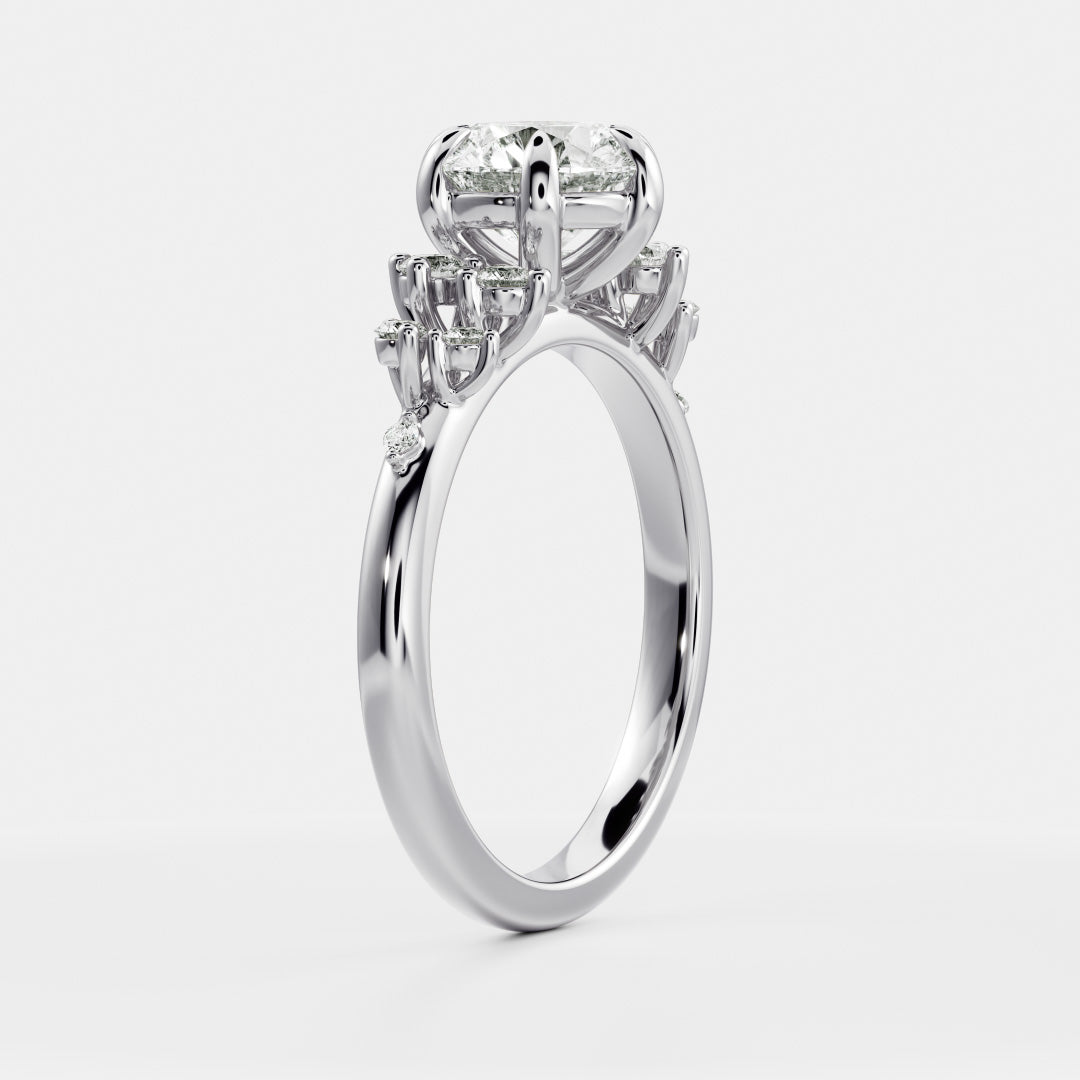 2 CT Round Cluster Moissanite Engagement Ring