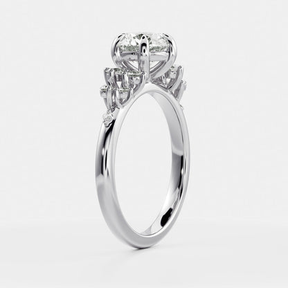 2 CT Round Cluster Moissanite Engagement Ring