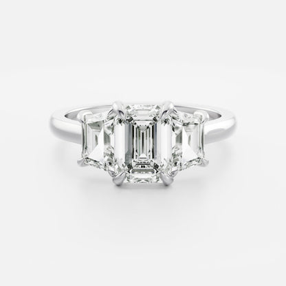 1.5 CT Emerald Three Stone Moissanite Engagement Ring