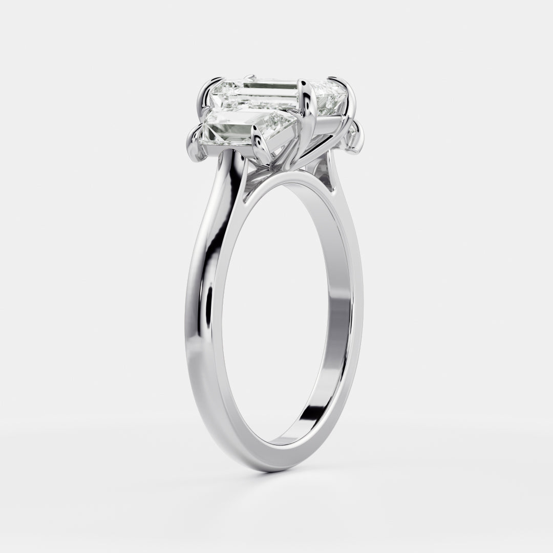 1.5 CT Emerald Three Stone Moissanite Engagement Ring