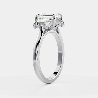 1.5 CT Emerald Three Stone Moissanite Engagement Ring