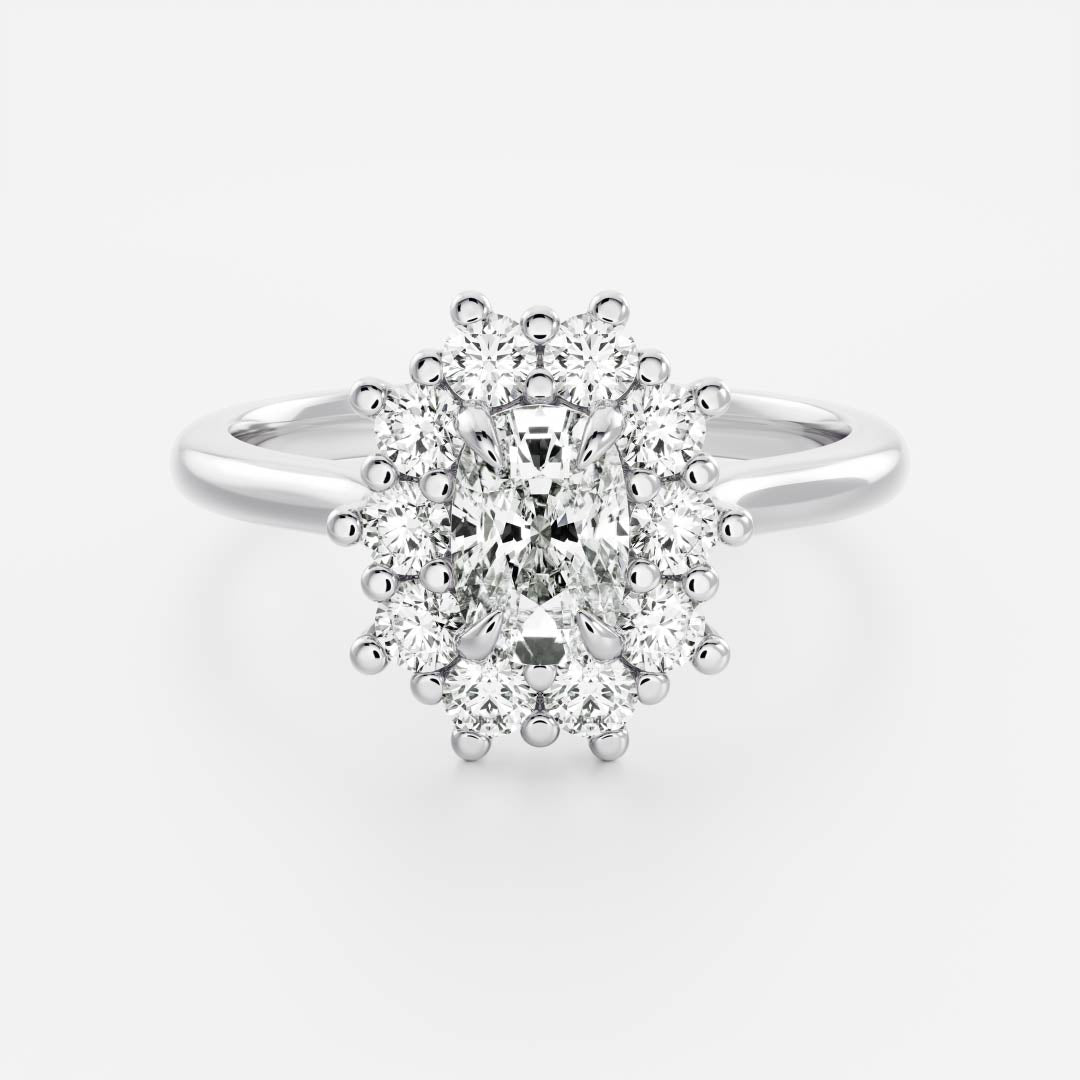 1 CT Elongated Cushion Halo Moissanite Engagement Ring