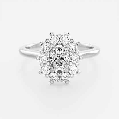 1 CT Elongated Cushion Halo Moissanite Engagement Ring