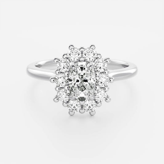 1 CT Elongated Cushion Halo Moissanite Engagement Ring