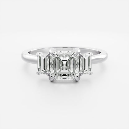 2 CT Asscher Three Stone Moissanite Engagement Ring