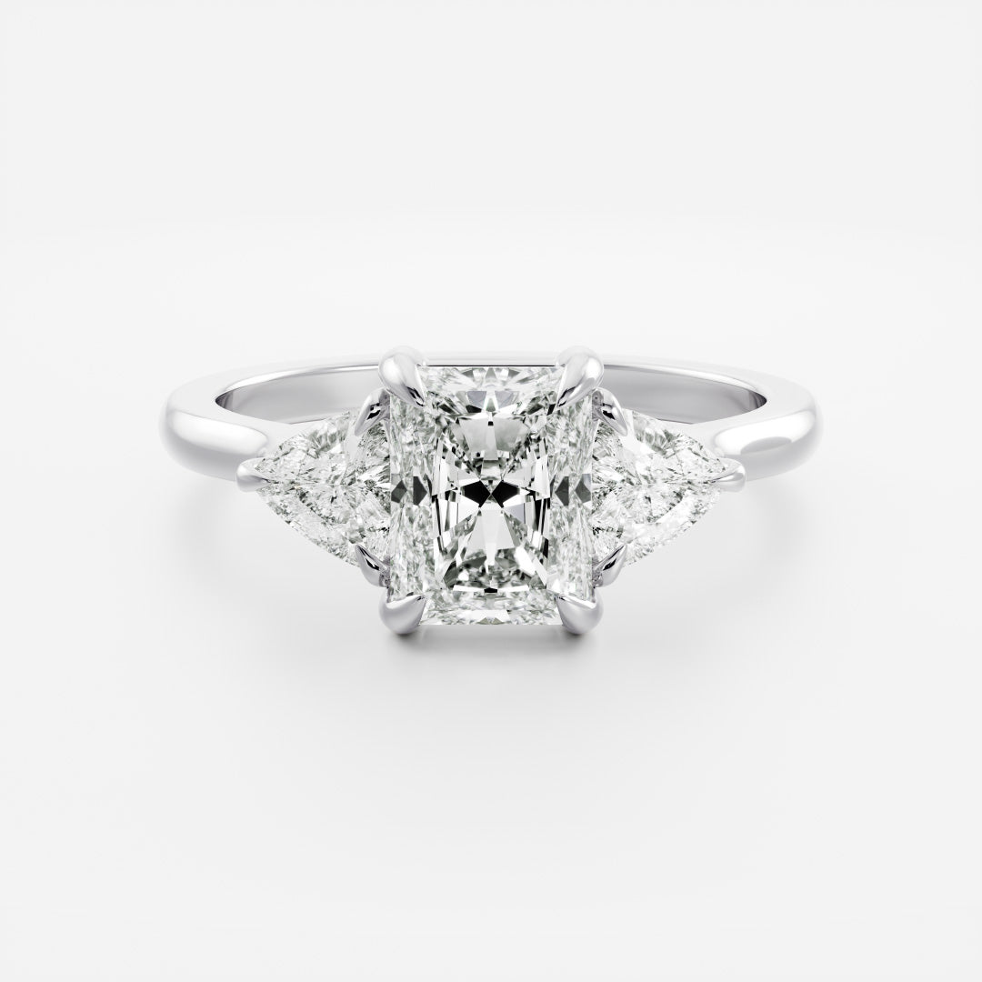 2 CT Radiant Three Stone Moissanite Engagement Ring
