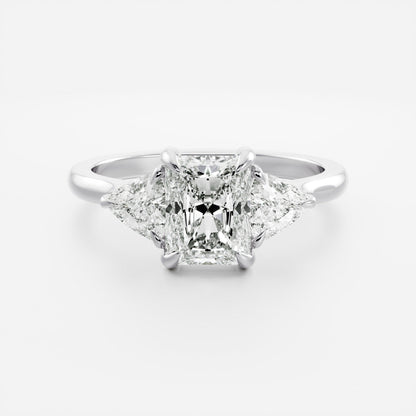 2 CT Radiant Three Stone Moissanite Engagement Ring