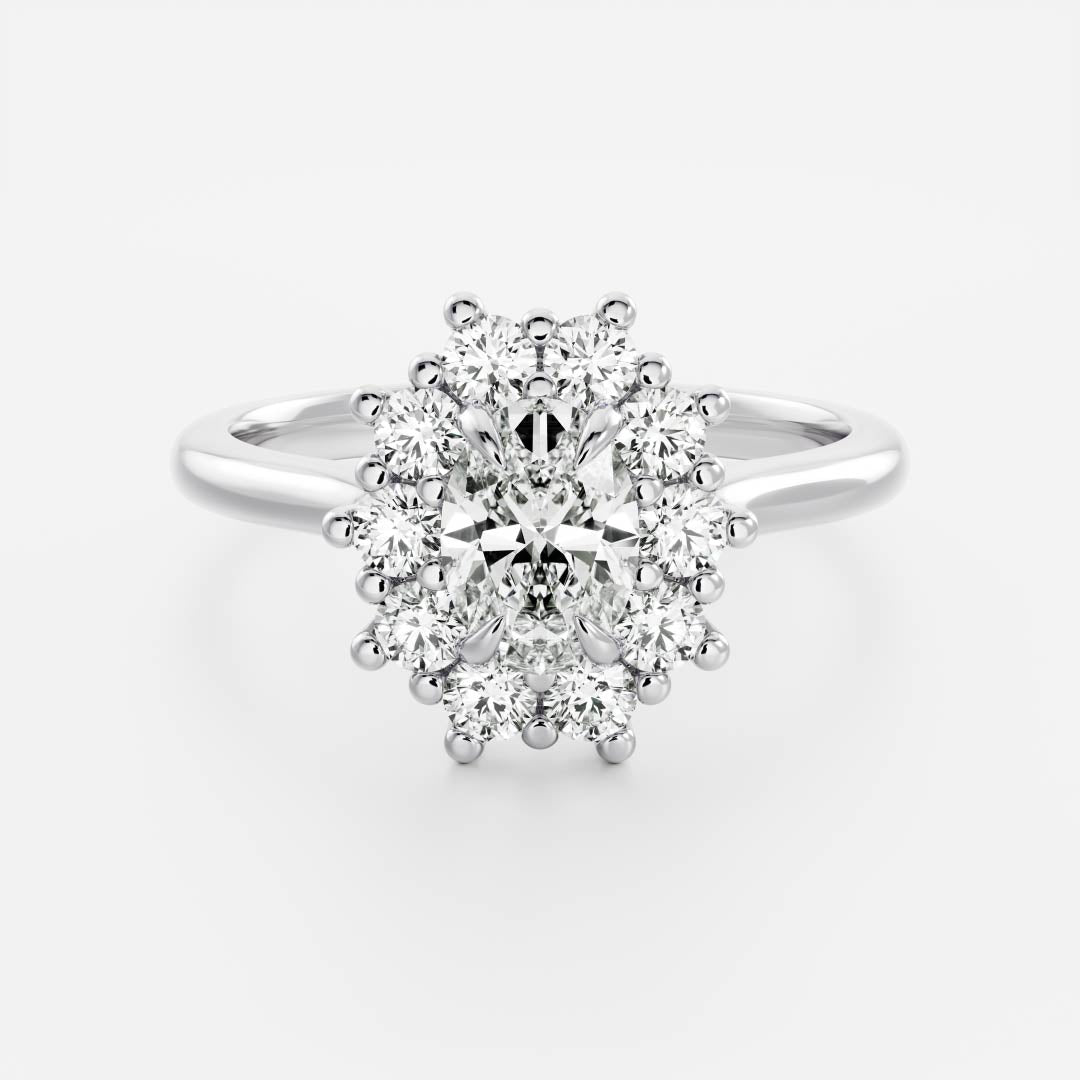 1 CT Oval Halo Moissanite Engagement Ring