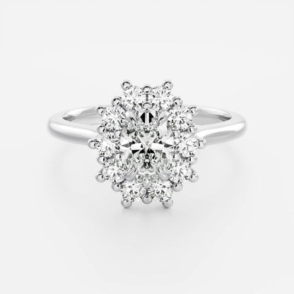 1 CT Oval Halo Moissanite Engagement Ring