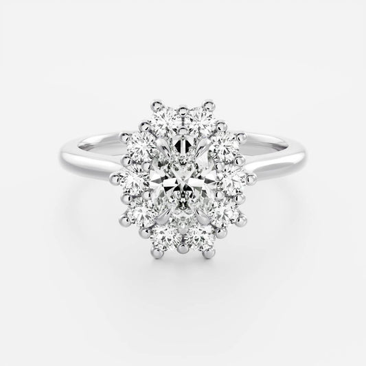 1 CT Oval Halo Moissanite Engagement Ring