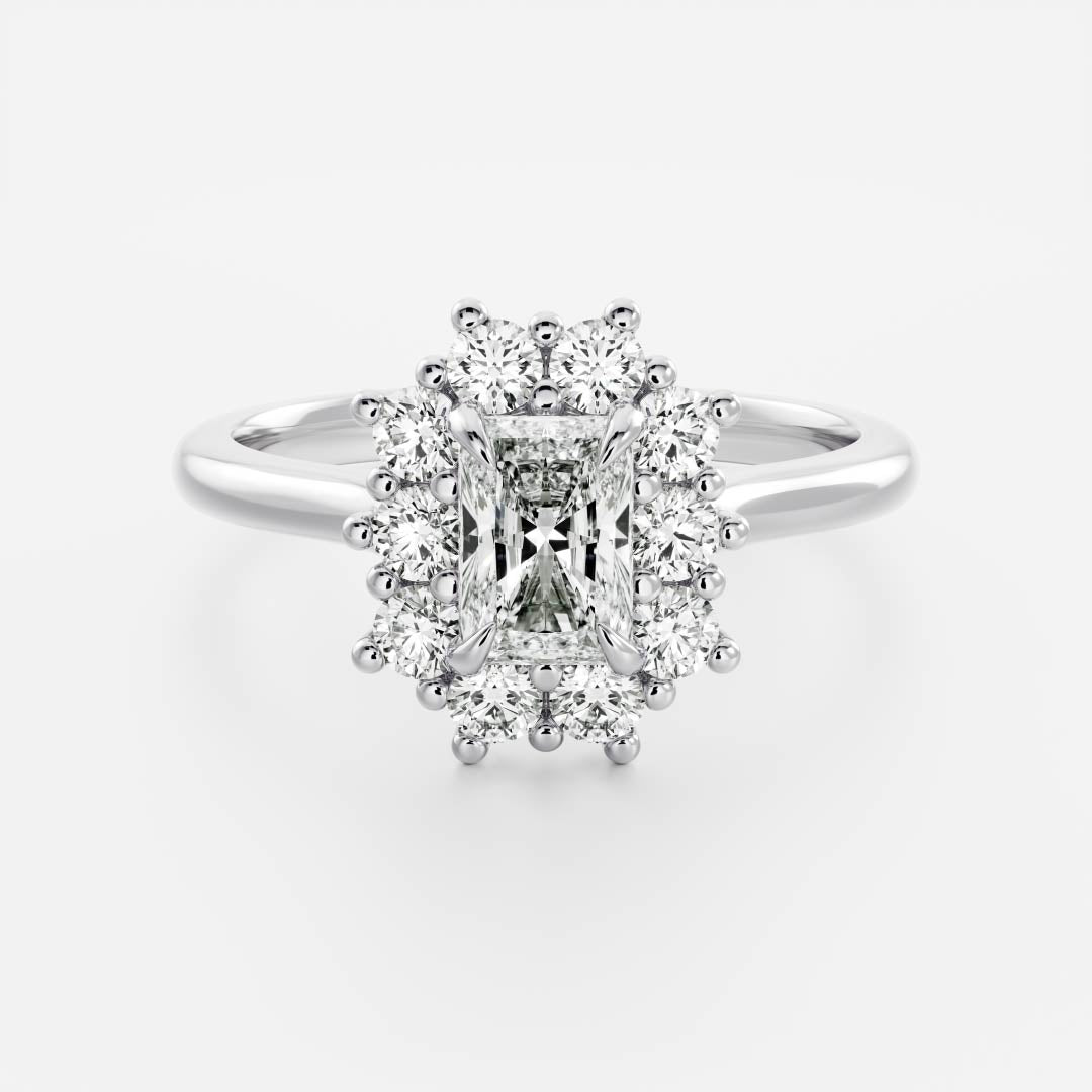 1.5 CT Radiant Halo Moissanite Engagement Ring