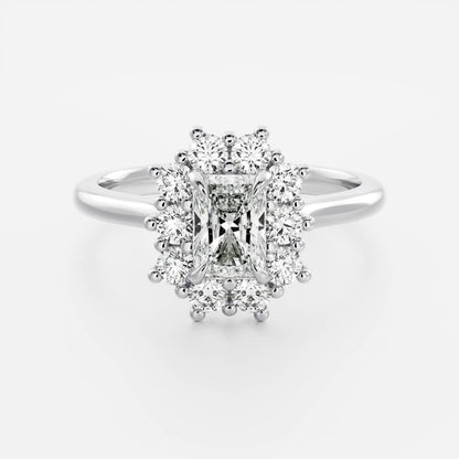 1.5 CT Radiant Halo Moissanite Engagement Ring