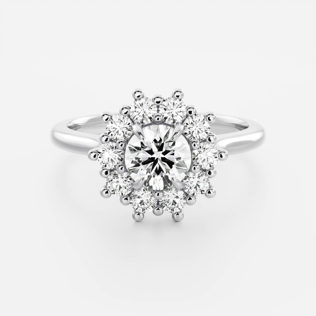 0.5 CT Round Halo Moissanite Engagement Ring
