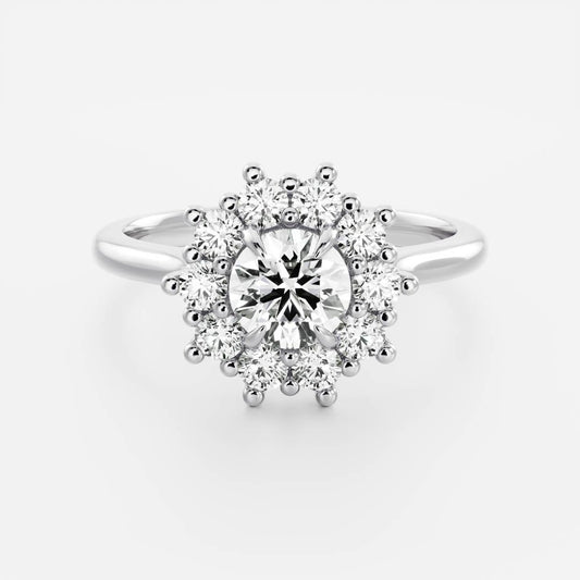 0.5 CT Round Halo Moissanite Engagement Ring