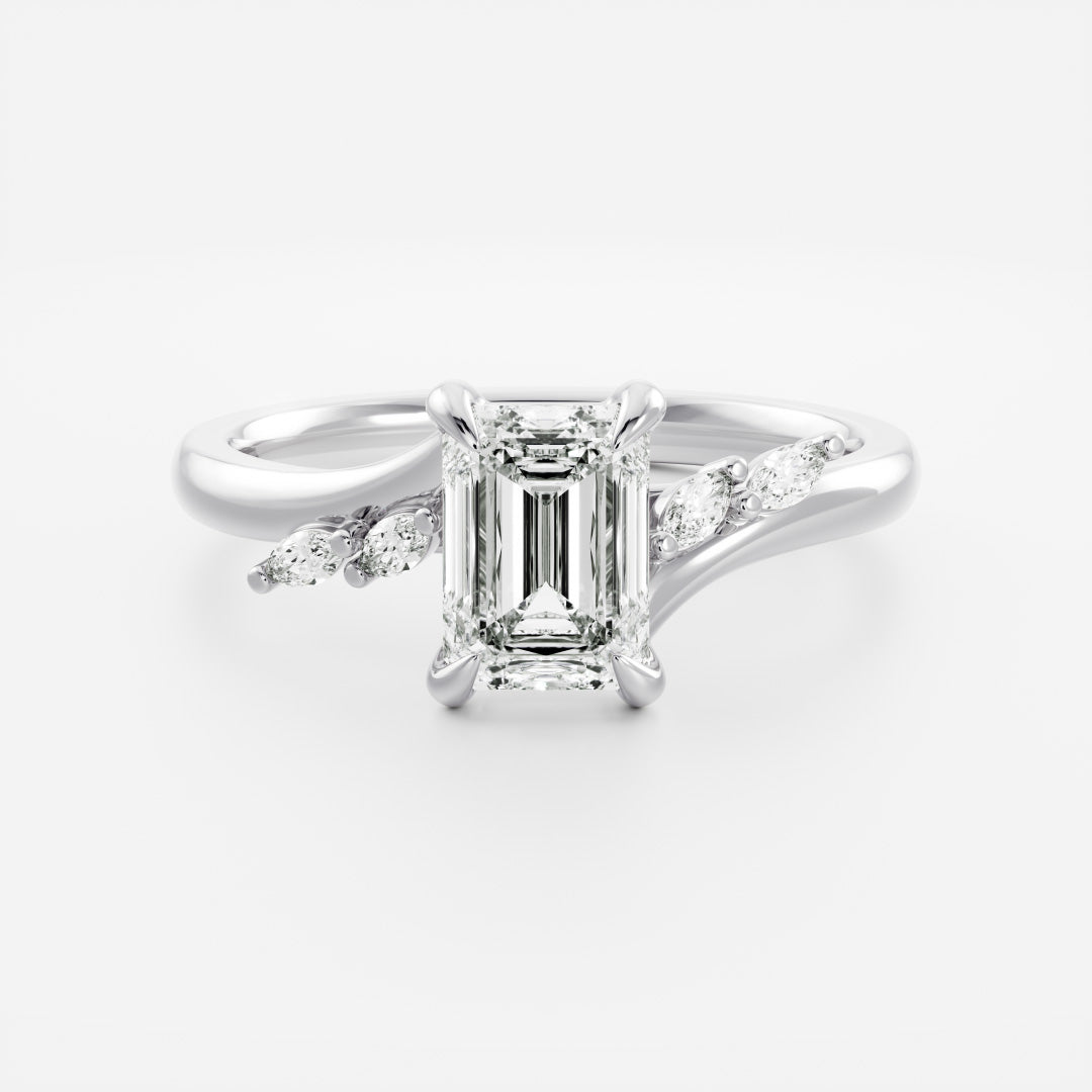 2 CT Emerald Cluster Moissanite Engagement Ring