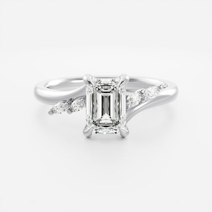 2 CT Emerald Cluster Moissanite Engagement Ring