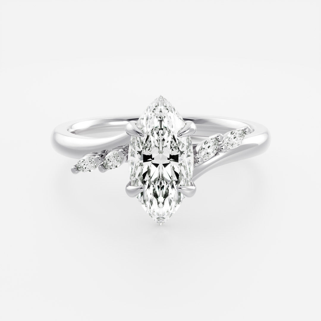 2 CT Marquise Cluster Moissanite Engagement Ring