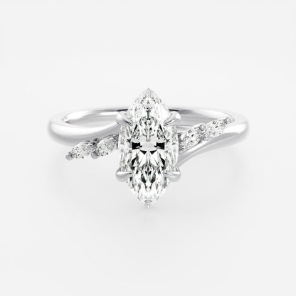 2 CT Marquise Cluster Moissanite Engagement Ring