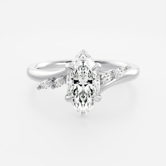 2 CT Marquise Cluster Moissanite Engagement Ring