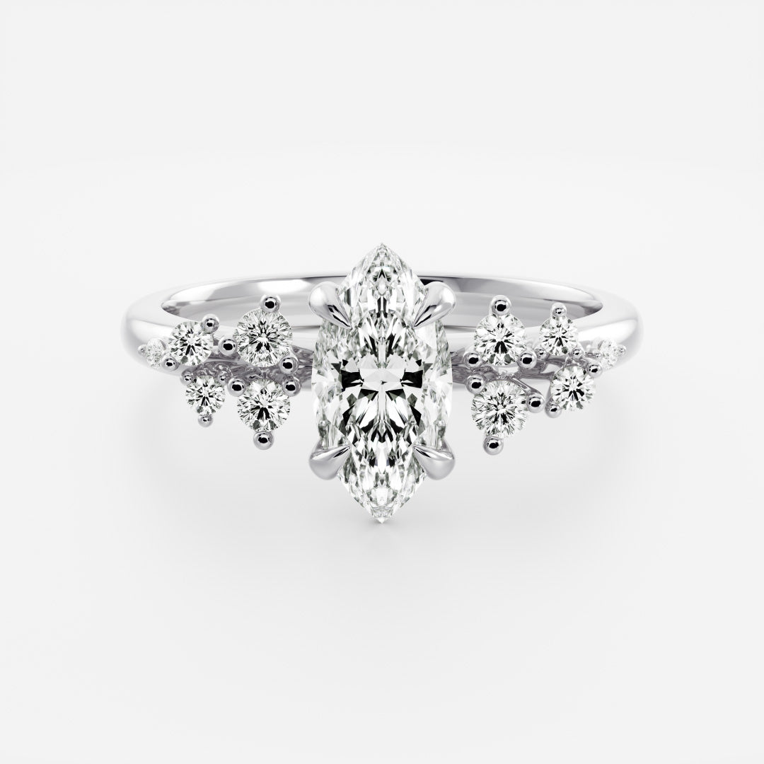 1.5 CT Marquise Cluster Moissanite Engagement Ring