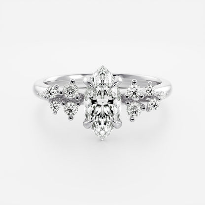 1.5 CT Marquise Cluster Moissanite Engagement Ring