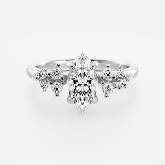 1.5 CT Marquise Cluster Moissanite Engagement Ring