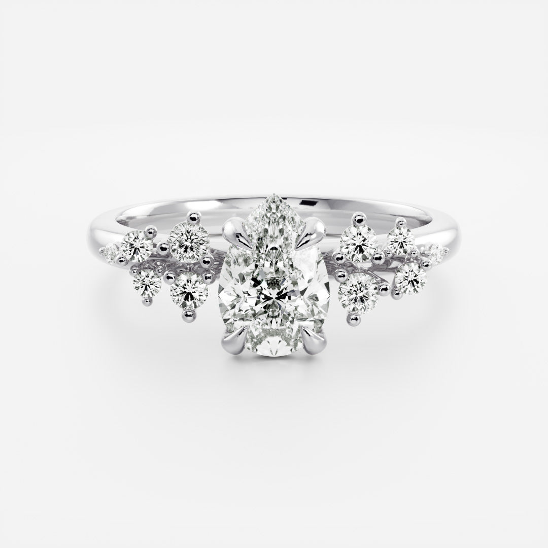1 CT Pear Cluster Moissanite Engagement Ring
