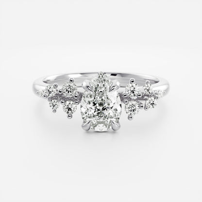 1 CT Pear Cluster Moissanite Engagement Ring