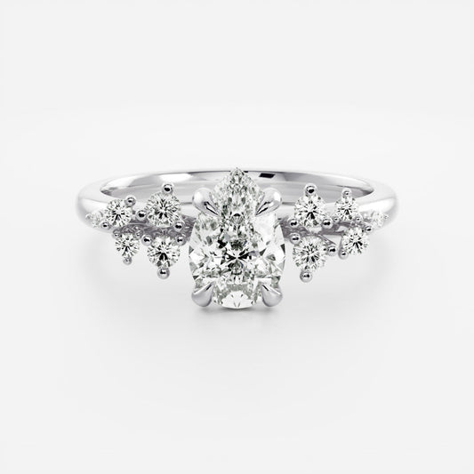1 CT Pear Cluster Moissanite Engagement Ring