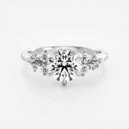 2 CT Round Cluster Moissanite Engagement Ring
