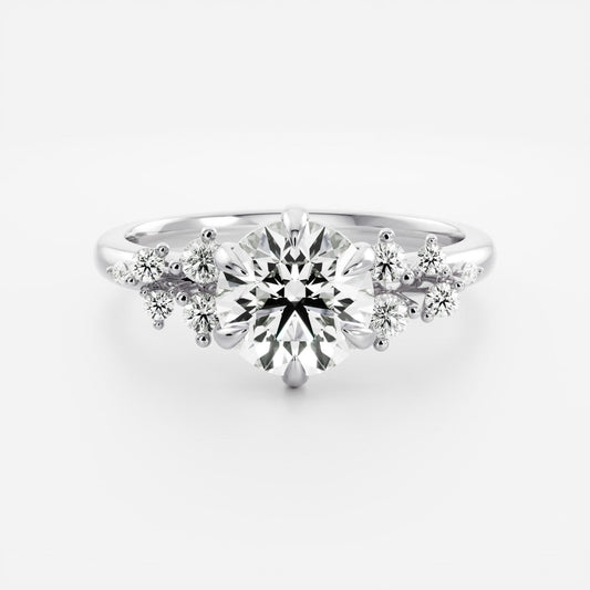 2 CT Round Cluster Moissanite Engagement Ring