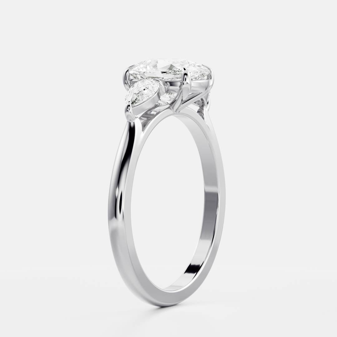 1 CT Elongated Cushion Three Stone Moissanite Engagement Ring
