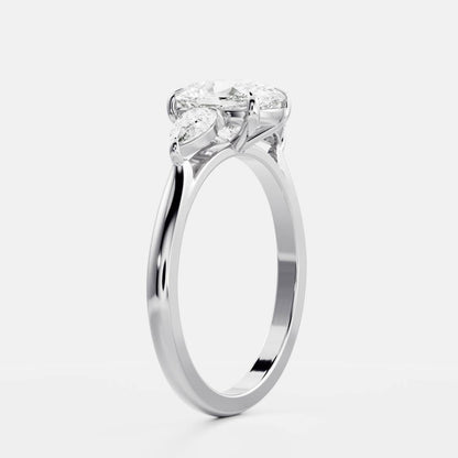 1 CT Elongated Cushion Three Stone Moissanite Engagement Ring