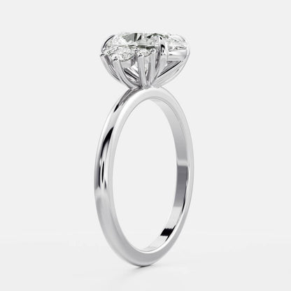 1 CT Oval Cluster Moissanite Engagement Ring