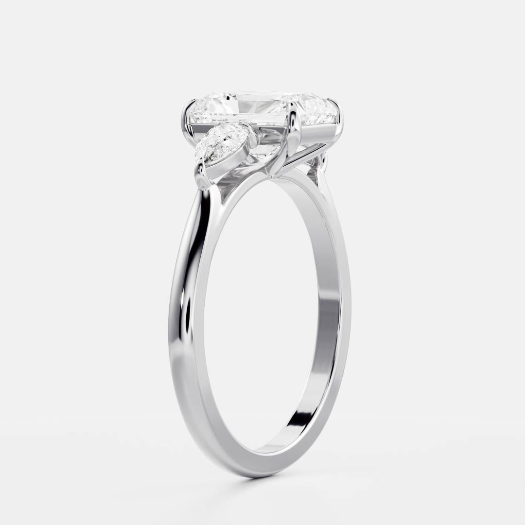 1 CT Radiant Three Stone Moissanite Engagement Ring