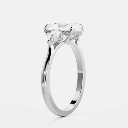 1 CT Radiant Three Stone Moissanite Engagement Ring
