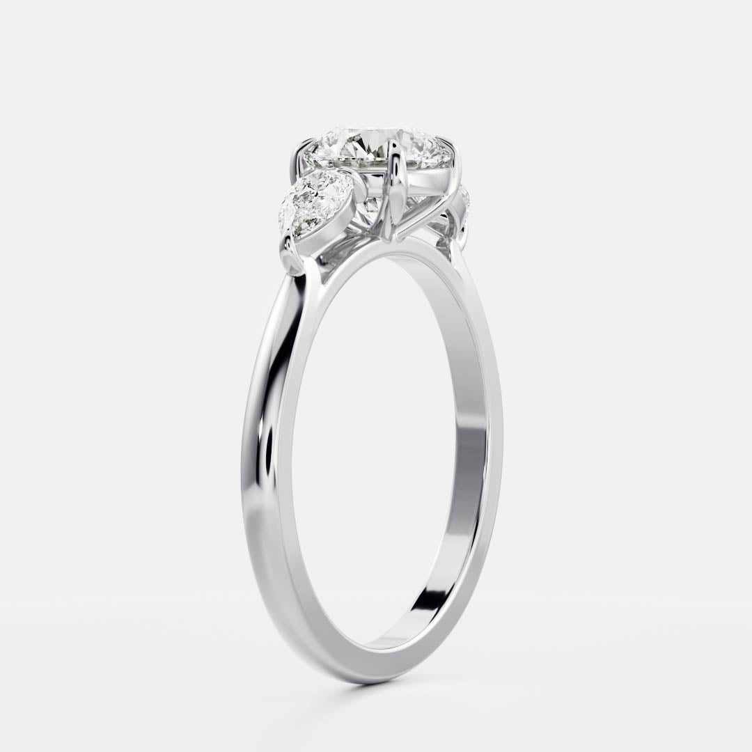 0.5 CT Round Three Stone Moissanite Engagement Ring