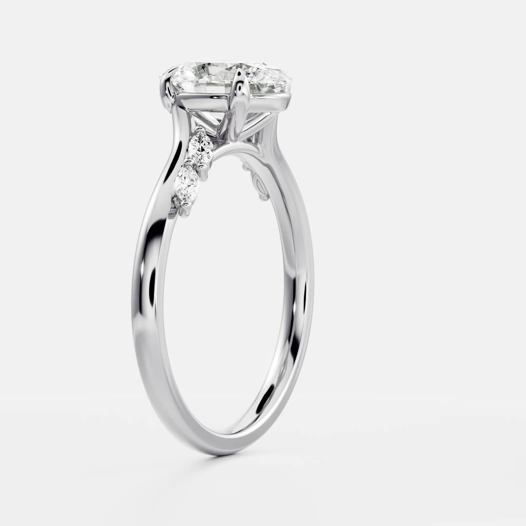 1 CT Oval Cluster Moissanite Engagement Ring