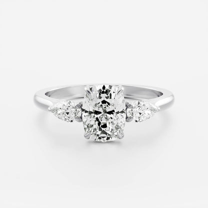 1 CT Elongated Cushion Three Stone Moissanite Engagement Ring