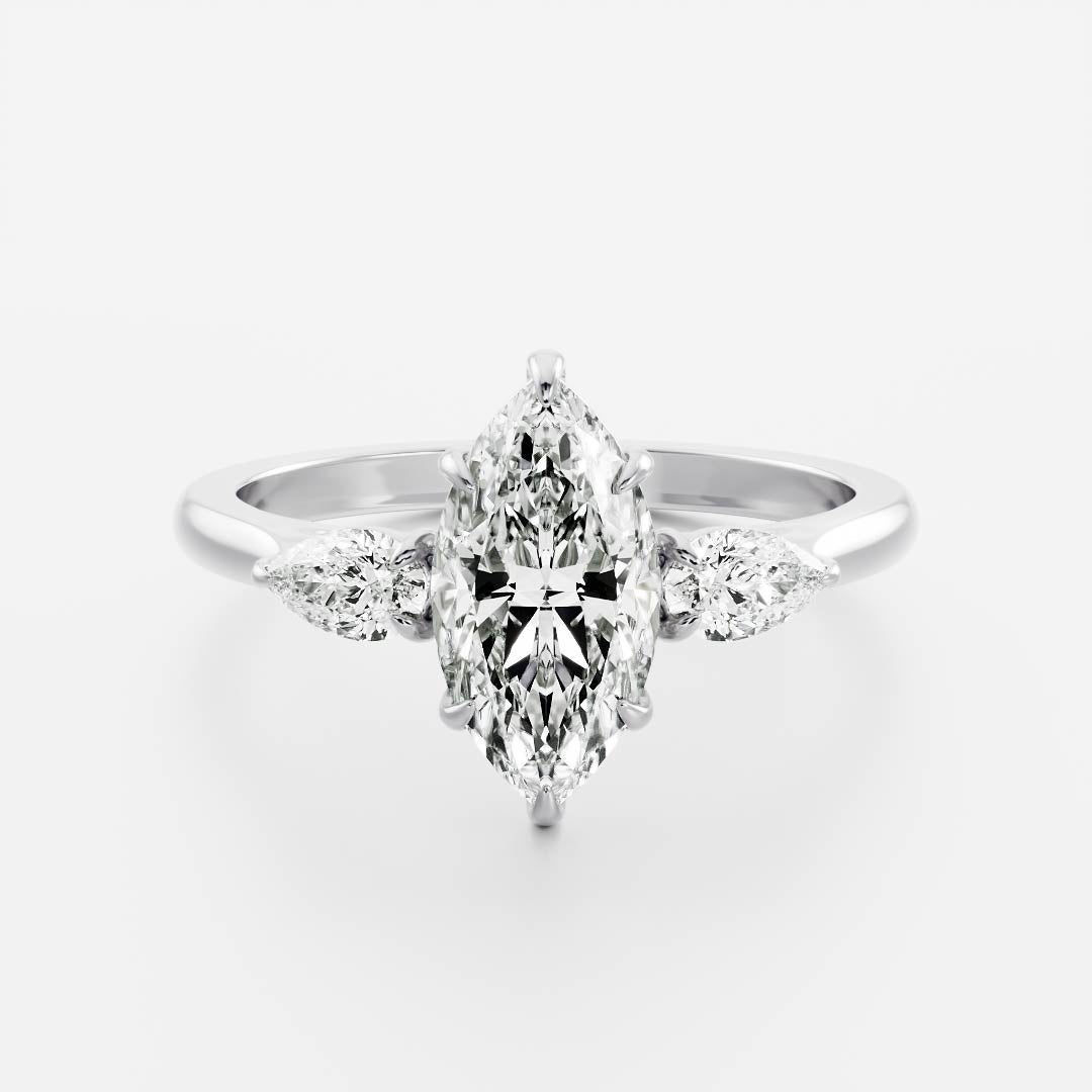 1 CT Marquise Three Stone Moissanite Engagement Ring