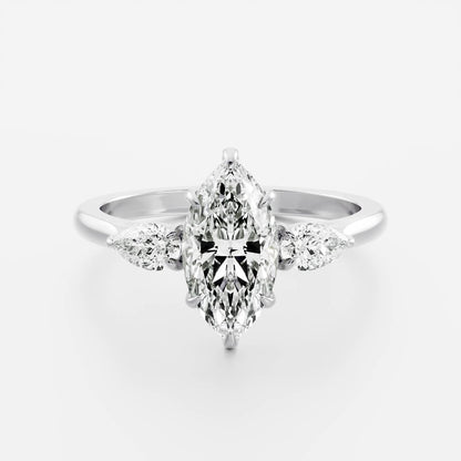 1 CT Marquise Three Stone Moissanite Engagement Ring